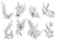 Stickserie - Blumen Ornamente Doodle & Appli
